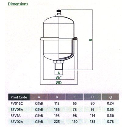 Altecnic - Reflex 0.16Ltr Potable Expansion Vessel Shock Arrestor PV016C