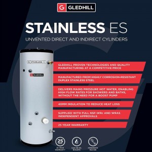 Gledhill ES Direct Unvented Cylinder - 90 Litre