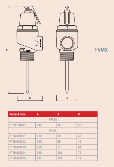 Reliance - PTEM600004 - 1 1/2" FVMX 7.0 Bar Pressure & Temperature Relief Valve